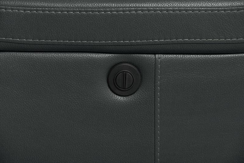 Sofa sectionnel à inclinaison électrique Leo 6 pièces en tissu d’apparence cuir avec console de rangement et 2 porte-gobelets - gris