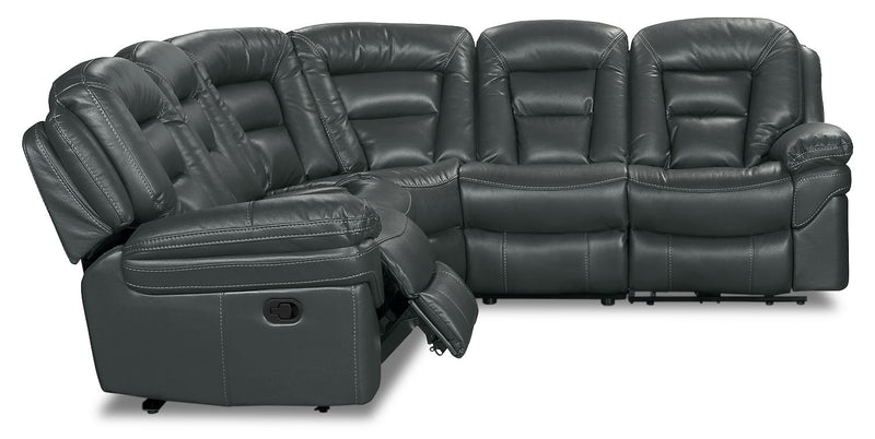 Sofa sectionnel inclinable Leo 5 pièces en tissu d’apparence cuir - gris