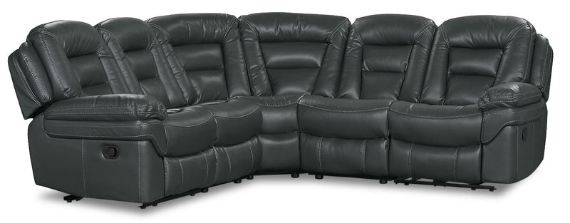 Sofa sectionnel inclinable Leo 5 pièces en tissu d’apparence cuir - gris