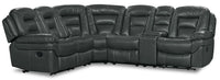 Sofa sectionnel inclinable Leo 6 pièces en tissu d’apparence cuir avec console de rangement et 2 porte-gobelets - gris