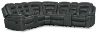 Sofa sectionnel inclinable Leo 7 pièces en tissu d’apparence cuir avec consoles de rangement