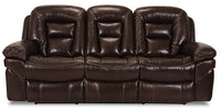 Sofa à inclinaison électrique Leo de 87,5 po en cuir véritable - brun noyer