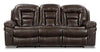 Sofa à inclinaison électrique Leo de 87,5 po en tissu d’apparence cuir - brun noyer 