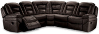  Sofa sectionnel à inclinaison électrique Leo 5 pièces en tissu d’apparence cuir - brun noyer