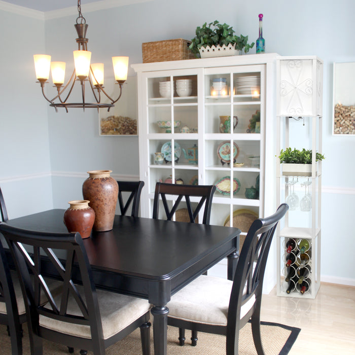 Lampe à pied de Simple Designs avec tablette et support à vin - blanche