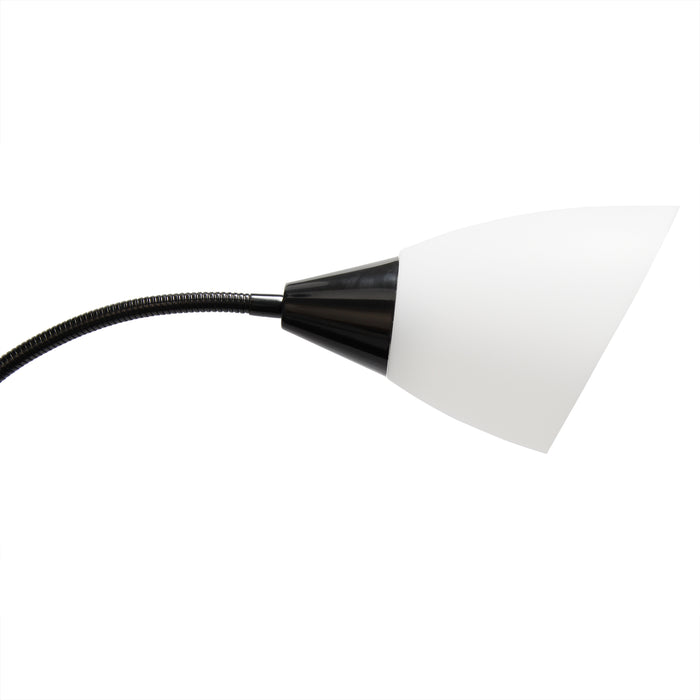Lampe à pied contemporaine Medusa de Simple Designs de 67 po à plusieurs têtes à 5 ampoules avec col de cygne réglable - noire et blanche