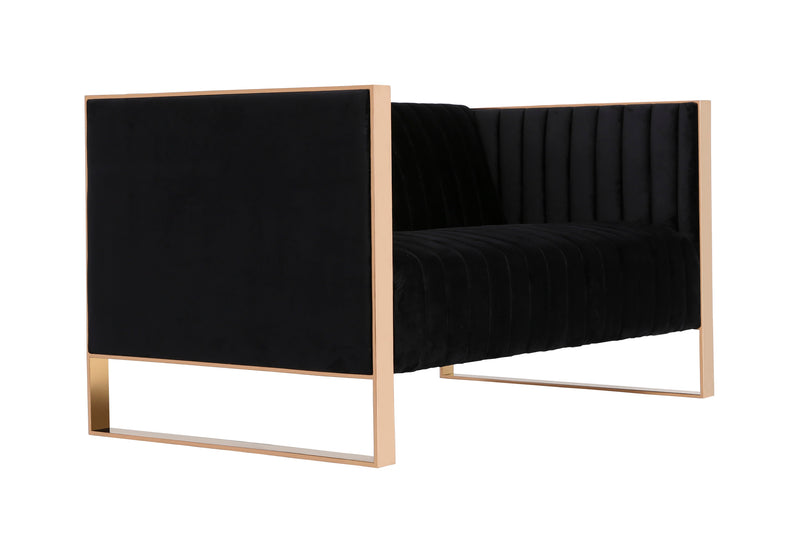 Causeuse Trillium de Manhattan Comfort de 57,48 po en velours - noire et dorée