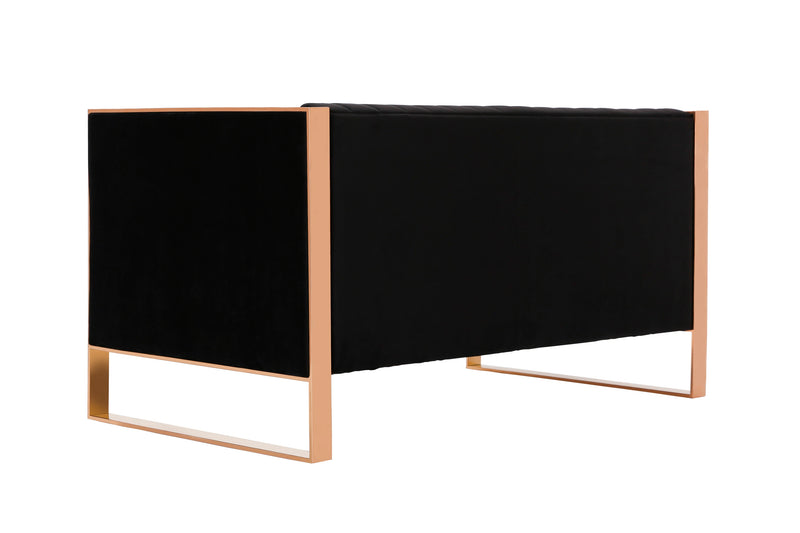 Causeuse Trillium de Manhattan Comfort de 57,48 po en velours - noire et dorée