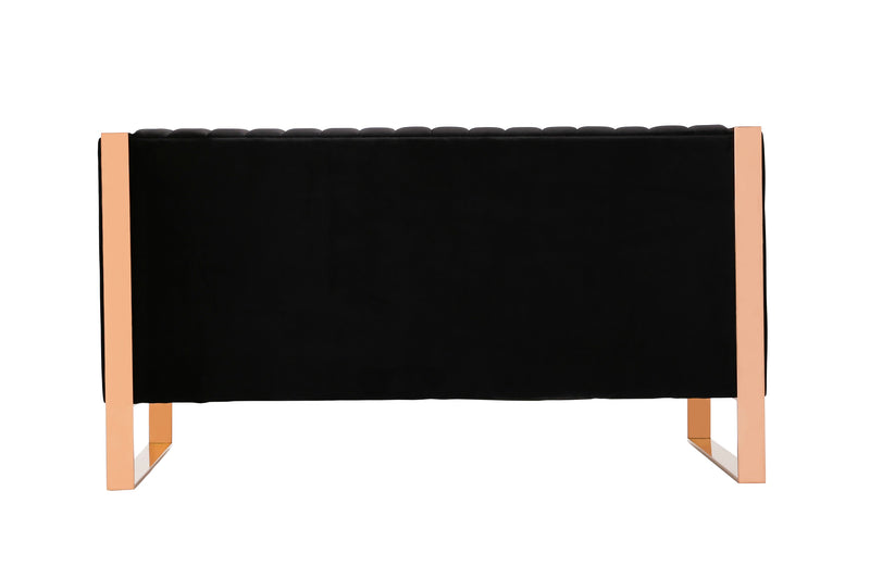 Causeuse Trillium de Manhattan Comfort de 57,48 po en velours - noire et dorée