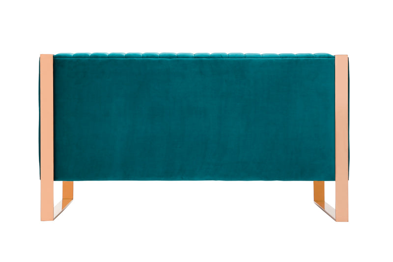 Causeuse Trillium de Manhattan Comfort de 57,48 po en velours - bleu turquoise et dorée