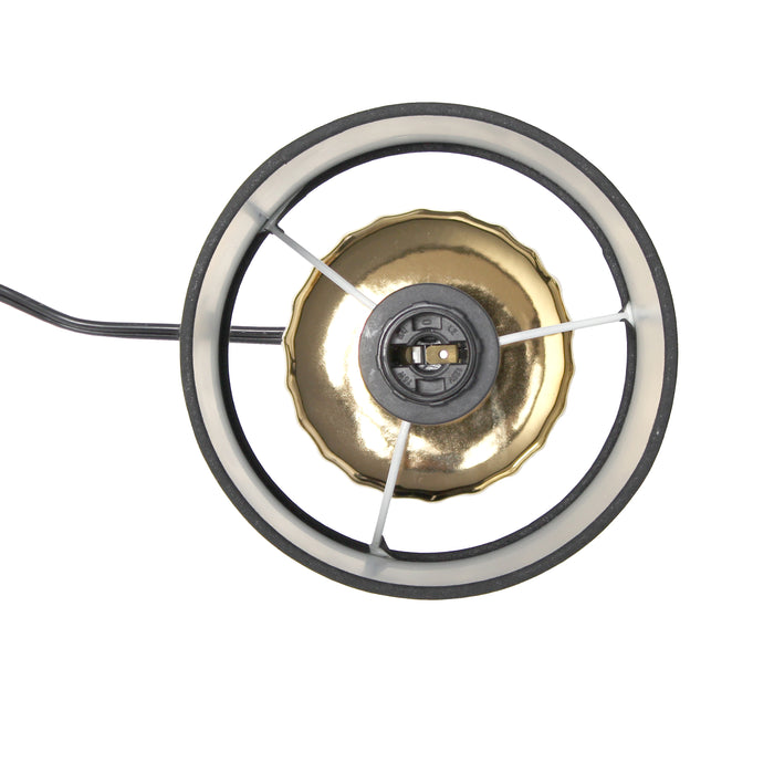 Lampe de table contemporaine de Simple Designs de 11,61 po avec base à effet froncé et abat-jour cylindrique en tissu noir - or métallique