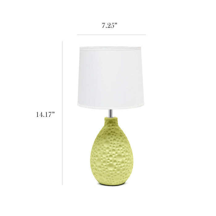 Lampe de table de Simple Designs ovale en céramique à stuc texturé - verte