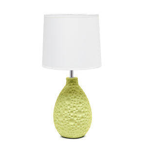 Lampe de table de Simple Designs ovale en céramique à stuc texturé - verte