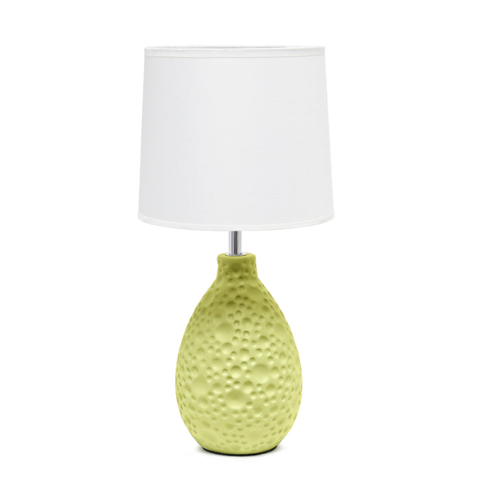 Lampe de table de Simple Designs ovale en céramique à stuc texturé - verte