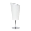 Mini lampe de table de Simple Designs chromée avec abat-jour incliné en tissu - blanche