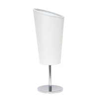 Mini lampe de table de Simple Designs chromée avec abat-jour incliné en tissu - blanche