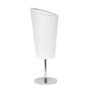 Mini lampe de table de Simple Designs chromée avec abat-jour incliné en tissu - blanche