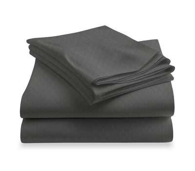 LUSOME Temperature Regulating 4-piece Cotton King Sheet Set – Smoked Pearl  | Ensemble de draps LUSOME de 4 pièces en coton à régulation de température pour très grand lit - perle fumée