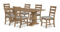  Ensemble de salle à manger Maple 7 pièces avec table de 84 po (L) et 6 chaises - naturel  