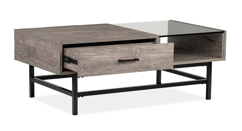 Table à café Matthew de 48 po avec dessus relevable et rangement - multicolore