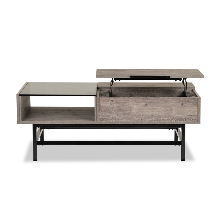 Table à café Matthew de 48 po avec dessus relevable et rangement - multicolore