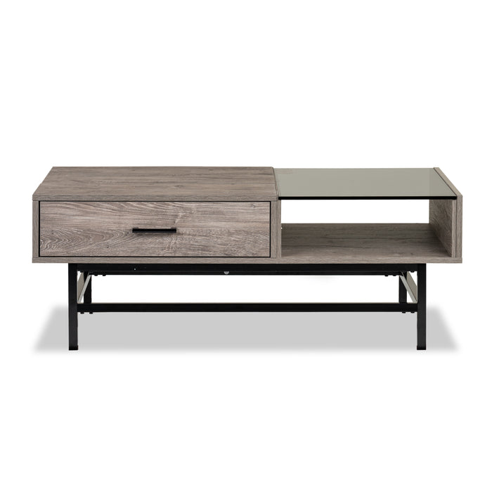 Table à café Matthew de 48 po avec dessus relevable et rangement - multicolore