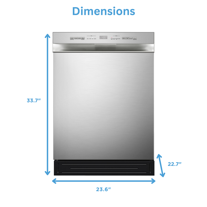 Lave-vaisselle Midea de 24 po avec commandes à l’avant et éclairage intérieur - MDF24P2BST