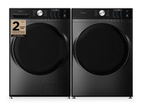  Laveuse à chargement frontal de 5,2 pi3 avec Steam Care et sécheuse de 8,0 pi3 avec culbutage de Midea - Gris 