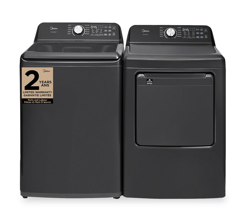 Laveuse intelligente de 5,1 pi³ avec agitateur et sécheuse de 7,0 pi³ avec culbutage de Midea - noires