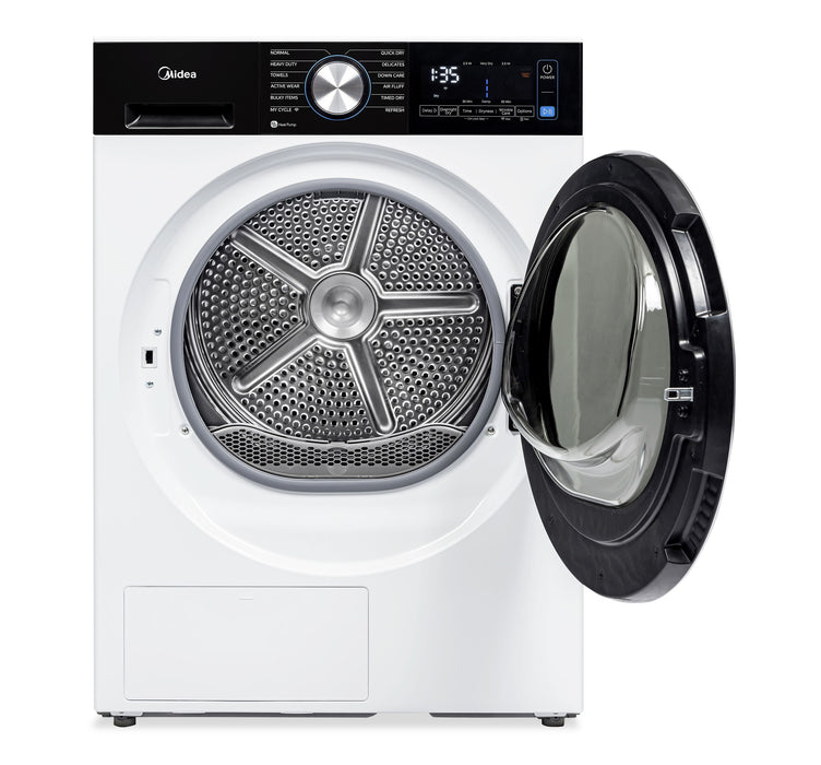 Sécheuse compacte Midea à chargement frontal de 4,4 pi³ avec pompe à chaleur et antifroissement - blanche - MLHE31S2BBW