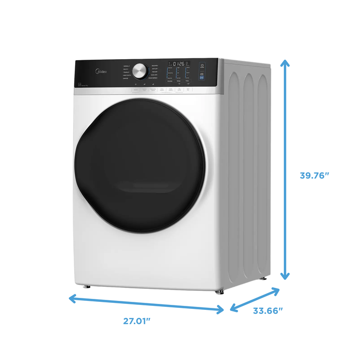 Laveuse à chargement frontal de 5,2 pi3 et sécheuse de 8,0 pi3 avec culbutage et Steam Care de Midea - blanches
