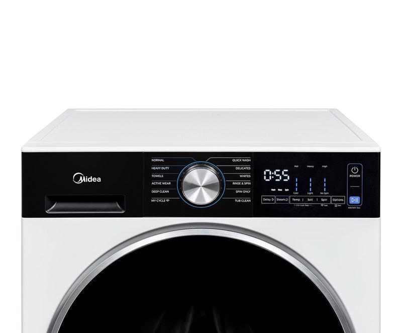 Laveuse compacte Midea à chargement frontal de 3,1 pi3 avec PowerMixMC et Steam Care - MLHW31S2BBW