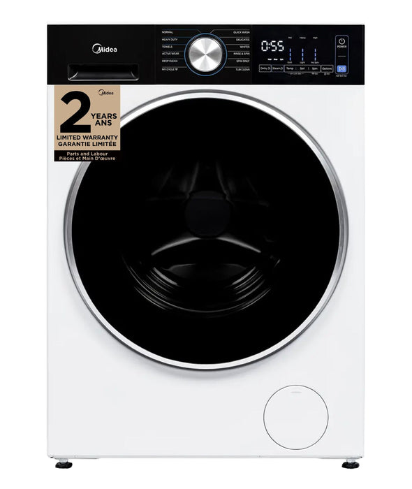 Laveuse compacte Midea à chargement frontal de 3,1 pi3 avec PowerMixMC et Steam Care - MLHW31S2BBW