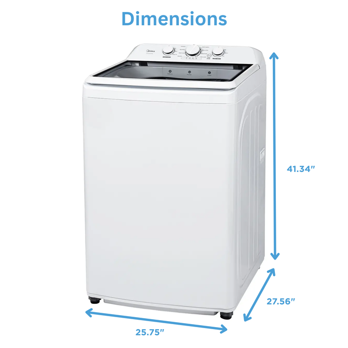 Laveuse à chargement par le haut de 4,5 pi³ avec agitateur et sécheuse électrique de 7,0 pi³ de Midea - blanches 