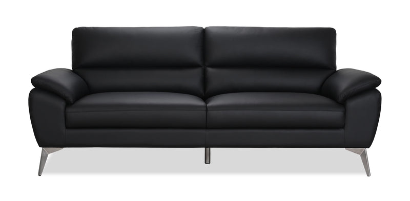 Sofa contemporain Mystic de 85,4 po en cuir véritable - noir