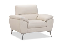 Fauteuil contemporain Mystic de 41,7 po en cuir véritable - givre