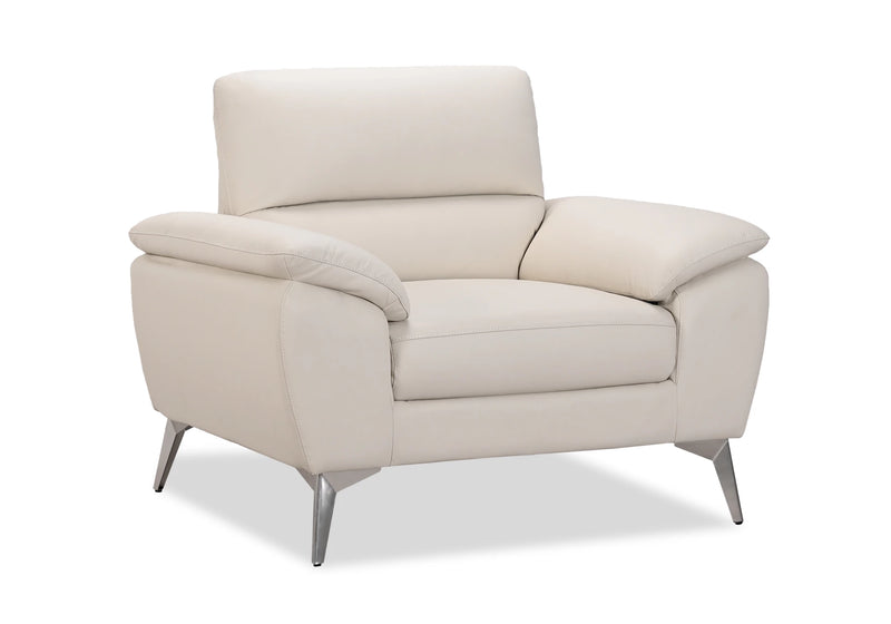 Fauteuil contemporain Mystic de 41,7 po en cuir véritable - givre
