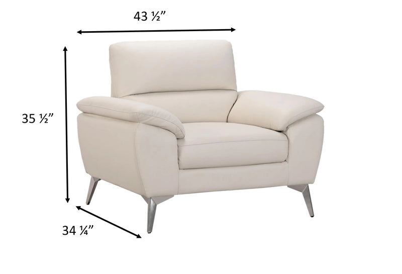 Fauteuil contemporain Mystic de 41,7 po en cuir véritable - givre