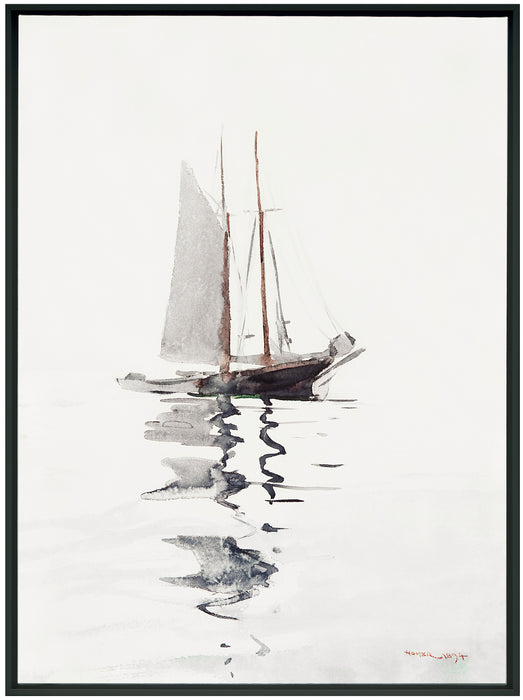 Peinture acrylique encadrée « Minimal Boat » - 31,25 po x 41,25 po 