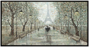 Peinture acrylique encadrée « A Walk Through Paris » - 32,25 po x 61,25 po 