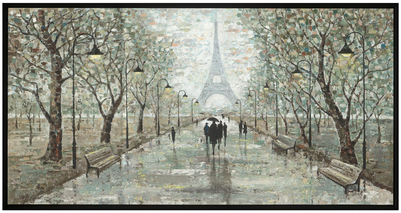 Peinture acrylique encadrée « A Walk Through Paris » - 32,25 po x 61,25 po 