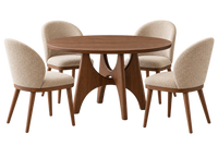 Ensemble de salle à manger Neo 5 pièces avec table ronde de 47 po (L) et 4 chaises Ivy - brun et taupe