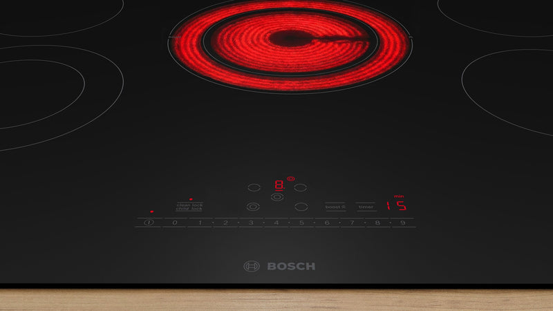 Surface de cuisson électrique Bosch de série 800 de 30 po - noire - NET8062UC