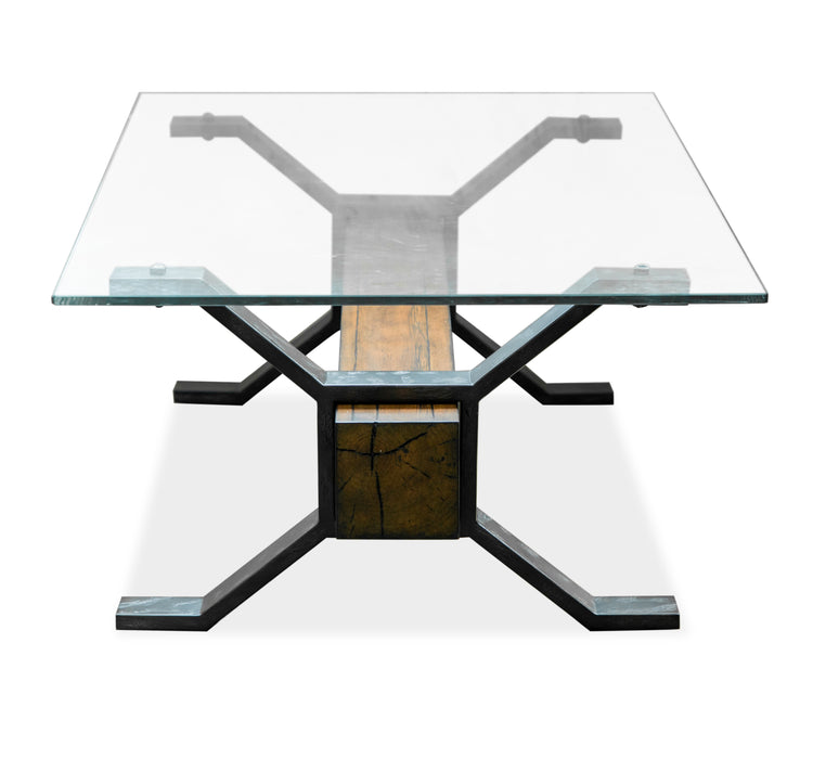 Table à café Newton de 47,75 po avec dessus en verre - muscade grillée