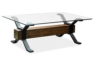 Table à café Newton de 47,75 po avec dessus en verre - muscade grillée