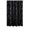 Rideau de douche en polyester noir et aluminium argenté à motif de marbre