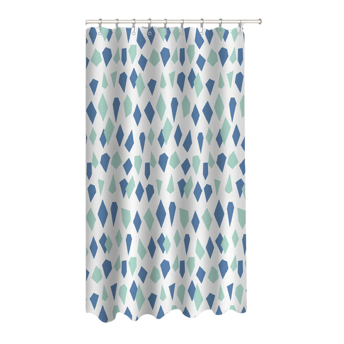 Ensemble d’accessoires de salle de bain 14 pièces à motif de diamants avec panier à linge, rideau de douche en CAV/E et 12 crochets en R