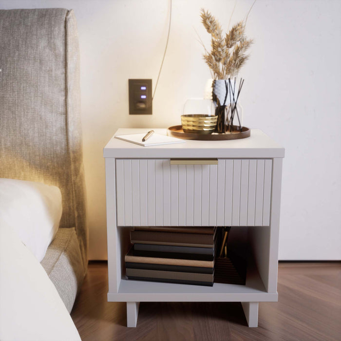 Table de nuit moderne Granville de Manhattan Comfort avec 2 tiroirs à extension complète - vert sauge