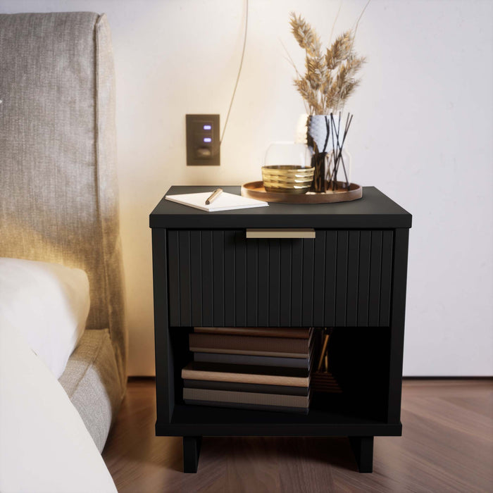 Table de nuit moderne Granville de Manhattan Comfort avec 1 tiroir à extension complète - vert sauge