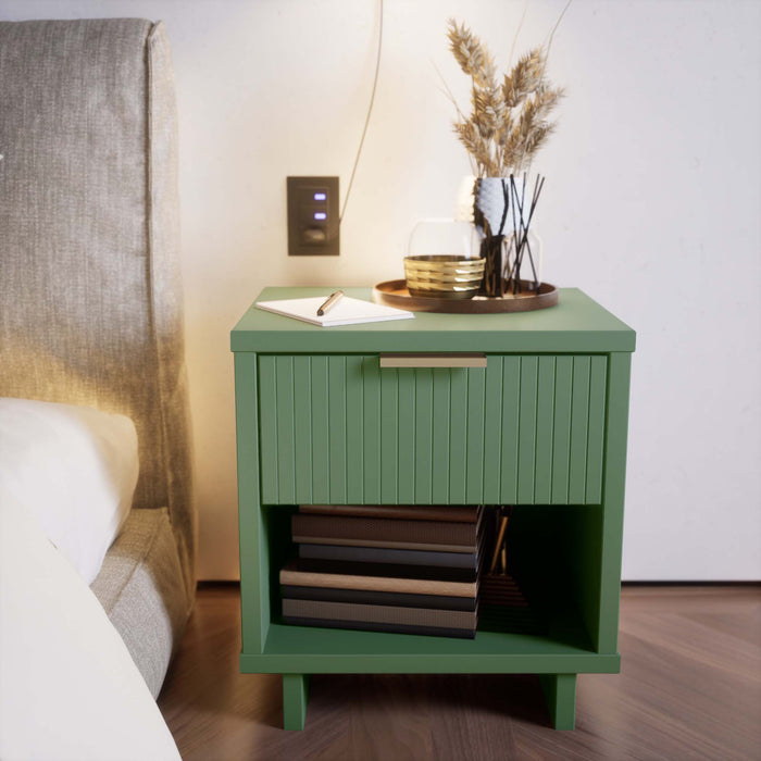 Table de nuit moderne Granville de Manhattan Comfort avec 2 tiroirs à extension complète - bleu minuit